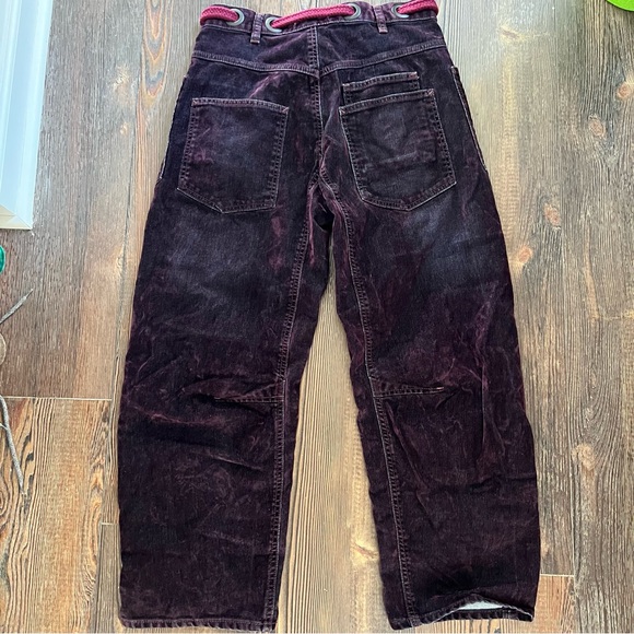 Free People Purple Moxie Flocked Cropped Velvet Pants size 26 - Picture 4 of 12